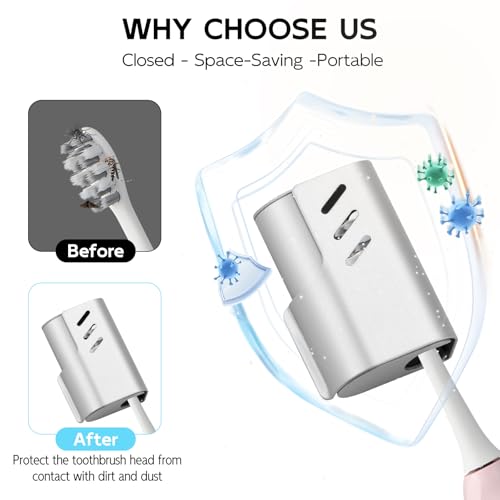 2PCS Aluminum Toothbrush Head Caps, Travel Toothbrush Top Cover, Portable Protector Clip Pod Fits Most Manual and Electric Toothbrush Head for Household Traveling, Camping, School, Business - Sliver - color: Sliver-2pcs
