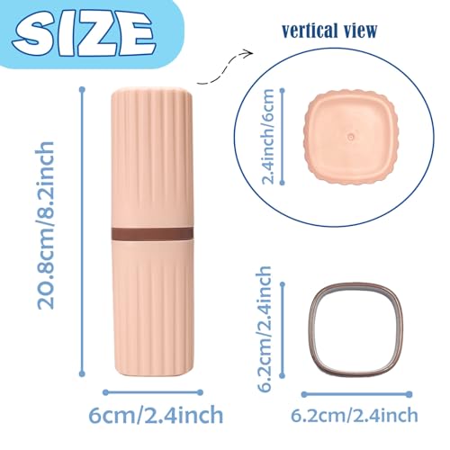 Pink Toothbrush Travel Case Portable Pink Travel Toothbrush Holder Toothbrush Travel Containers for Bathroom Travel Camping School Toothbrush and Toothpaste Travel Case