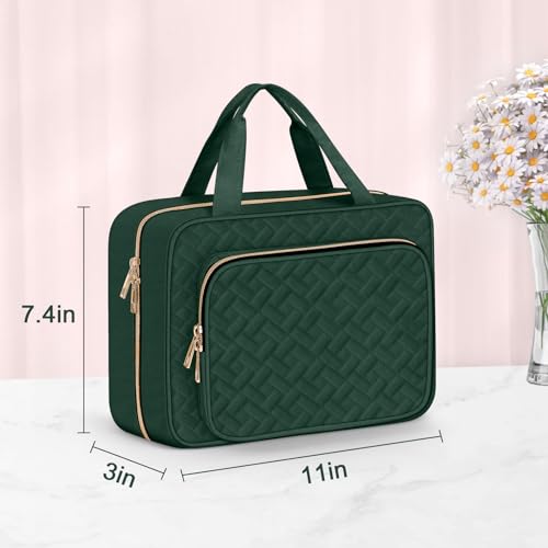 Wedama Toiletry Bag for Women, Medium Cosmetic Travel Bag, Hanging Toiletry Bag for Bathroom, Thickened PVC Waterproof Makeup Bag, Toiletries Bag for Travel Business Trips and Camping, Dark Green - color: Dark Green, size: Medium, style: Minimalist