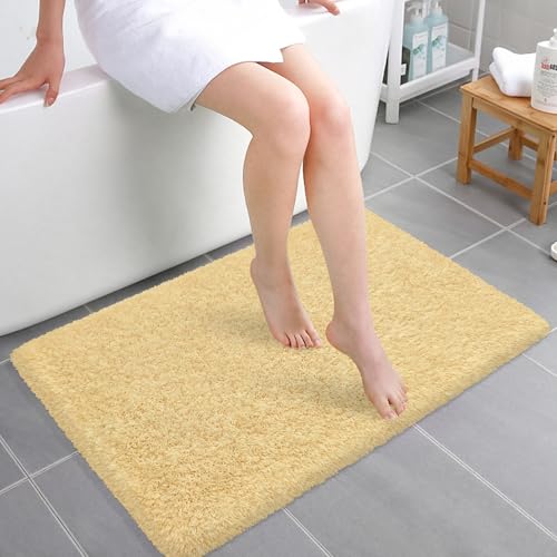 Bathroom Rugs 36"x24", Fluffy Soft Thick Absorbent Bath Mat Rubber Backing Quick Dry, Machine Washable Bath Mats for Bathroom Tub, Floor, Shower, Bedroom Home Decor Accessories, Beige - color: Beige, size: 36" x 24"