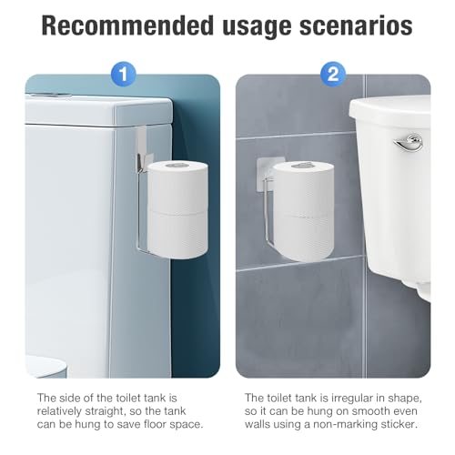 Conworld Toilet Paper Holder for 2 Roll Tissue, Over The Tank Toilet Paper Holder, Stainless Steel Rustproof Toilet Paper Storage Wall Mount, for Rv, Bathroom Storage and Organization, Silver, 1 Pack - color: Silver,hold 2 Rolls-1 Pcs