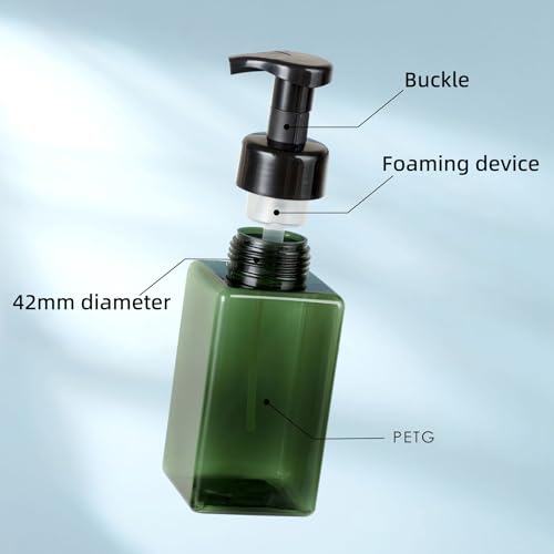 Plastic Foaming Hand Soap Dispenser Set, Reusable Pump Bottles for Kitchen and Bathroom for Shampoo Body Wash Facial Cleanser (2, Amber+Green, 450ML) - color: Amber+green