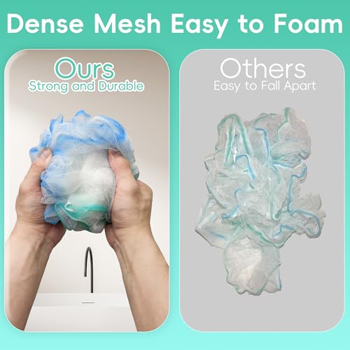 Loofah 4 Pack 75g Extra Large Loofa Set Soft Bath Sponge Thick Body Wash Puffs for Shower (Purple-Blue-Green-Mixed) - color: 01-purple-blue-green-mixed