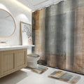 Lnond 4Pcs Bathroom Shower Curtain Sets with Rugs,Brown Gradient Painting Art Bathroom Sets with Shower Curtain and Rugs and Accessories - color: Yellow-brown Abstract