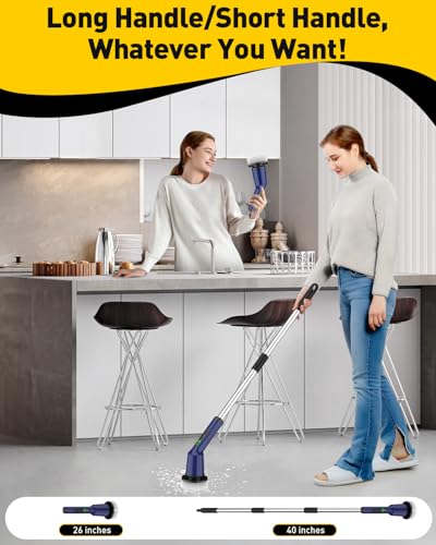 Electric Spin Scrubber for Cleaning Bathroom, Shower Scrubber Cordless Cleaning Brush with IPX7 Waterproof & 2 Speed, 3 Brush Heads, Bathroom Cleaning Supplies for Shower Tub Kitchen Tile Toilet Navy - color: Navy, size: 3 Brush Heads