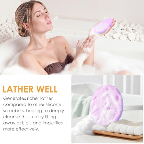 INNERNEED Magnetic Silicone Body Scrubber, Hygienic Shower Brush, Purple | Gentle Exfoliating & Deep Cleansing Body Brush for Daily Shower, Skin Vitality - color: Purple
