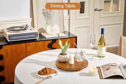 Round 11.8" Acacia Wood Decorative Tray – Farmhouse Wood Riser Pedestal Stand for Kitchen and Bathroom Decor, Counter Display, Vanity Tray (Large, 11.8" Dia) - size: Large: Dia 11.8"