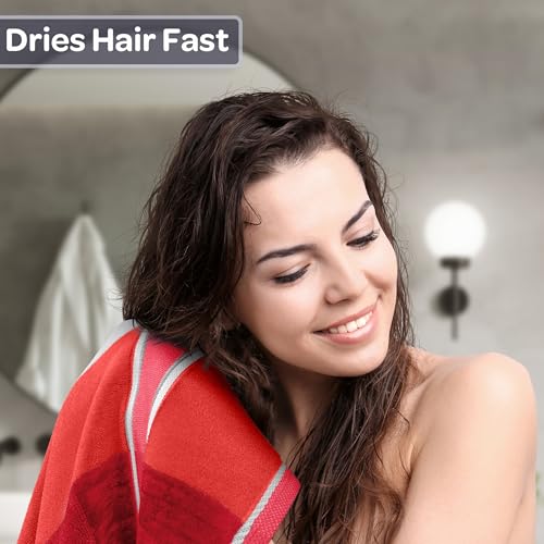2-Piece Towel Set - 35x70in Extra Large Bath Towels - 500 GSM 100% Cotton Bath Towels - Absorbent Sheets for Shower, Gym, Spa, and Dorm Room by Lavish Home (Red) - color: Red