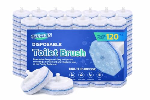 120pcs Disposable Toilet Brush Refills, Bulk Toilet Bowl Cleaner Refill Pads, Compatible with Most Toilet Cleaning Wands, High-Value Scrubber Replacement Heads, 120 Count - size: 120 Count