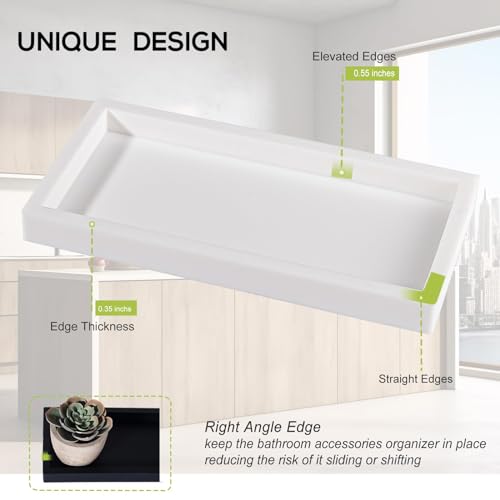 Silicone Bathroom Vanity Tray Dish Soap Holder Sink Organizer, White | Small, Thickened Silicone, Easy to Clean, Waterproof, Non-Slip, for Countertop, Kitchen, Bedroom, Dresser - color: White, size: 7.9" x 4.0"