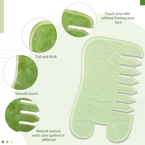 BBTO 2 Pcs Jade Comb for Scalp Massage Gua sha Comb for Head Body spa Hair Multifunctional Handheld Massage Tools(Fashion, Classic) - style: Fashion, Classic