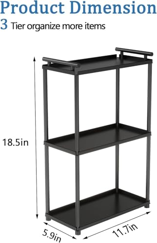 VOTZAAQ 3 Tier Bathroom Organizer Countertop, Stainless Steel Perfume Tray and Vanity Countertop Shelf, Makeup Skin Care Bathroom Organizers and Storage for Dresser, Kitchen (Matte Black) - style: 3Tier