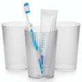 NiHome Toothbrush Holders for Bathrooms 3 Pcs, Plastic Reusable Bathroom Tumbler Toothbrush Cups, 13.5oz Unbreakable Mouthwash Cups Easy to Clean (Striped Clear) - color: Striped Clear