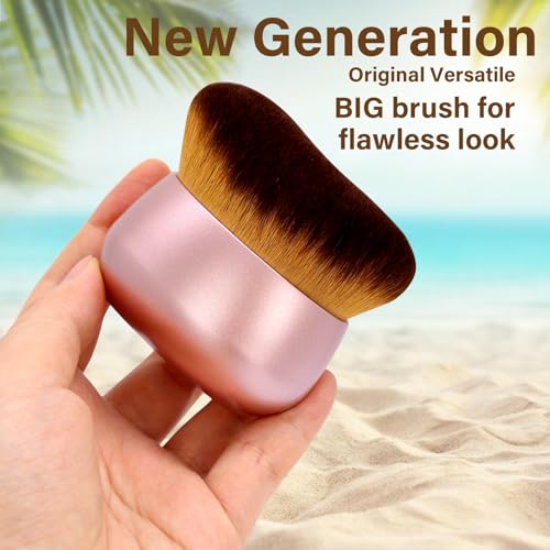Extra Large Body Makeup Brush For Self Tanner, Leg Makeup &Bronzer Blend,75 mm Wide-headed Kabuki Brush Provides More Even &Pretty Application, Oval Face&Back Makeup Brush, Wet&Dry Use- Pink Rose Gold - color: Rose Gold