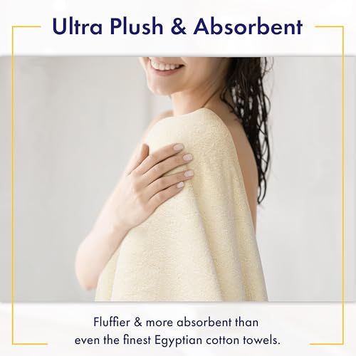 Alusa Home 100% Organic Zero-Twist Cotton Towels - GOTS Certified Luxury Bath Towels - Ultra Soft & Plush 700GSM Long-Staple Cotton - 6 Piece Towel Set (Papyrus) - color: Papyrus, size: 6pc Towel Set