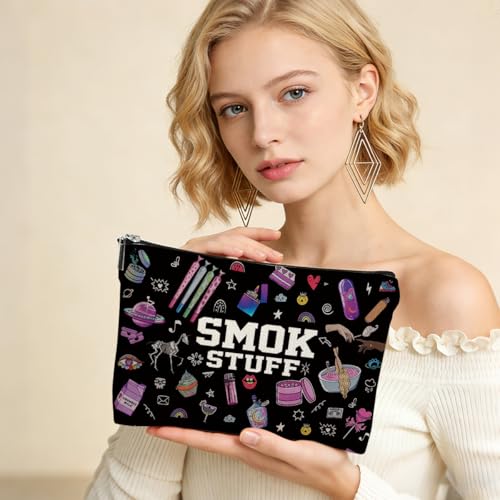 Funny Smoking Accessory Makeup Bag Travel for Women, Smok Stuff Canvas Cosmetic Makeup Pouches with Zipper Travel Makeup Cosmetic Bags, Toiletry Organizer Pouch Christmas Birthday Gifts - color: Multicolor 0001