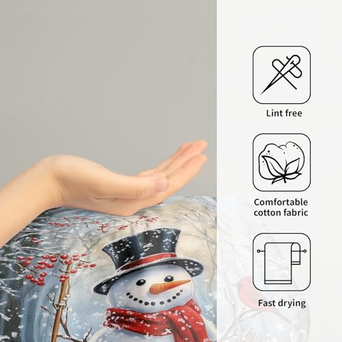 Christmas Snowman Hand Towels for Bathroom 14.4x28.3 Inch Set of 2 | Snowflake，Elk，Polyester Cotton，Breathable，for Winter Holiday Kitchen Hotel Gym Spa Decor - color: Xmas Snowman