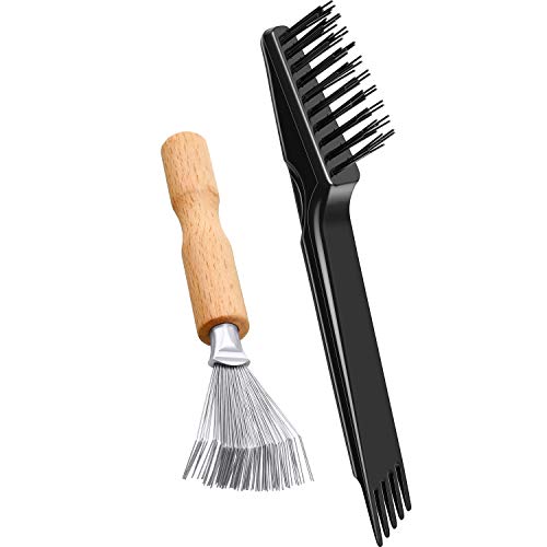 Boao 2 Pack Hair Brush Cleaning Tool,2-in-1 Comb Rake and Brush Cleaner for Removing Hair,Dust and Buildup,Mini Hairbrush Accessory for Home&salon(Black Color,Wooden Handle Rake) - color: Black Color, style: Wooden Handle Rake