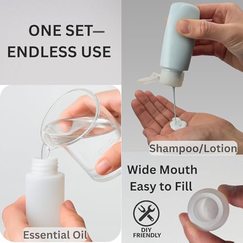 2oz 8-Pieces TSA Approved Translucent Squeeze Bottles with Flip Cap & Extra Screw Caps, Leak Proof, FDA Compliant. Safe for Premium Costmetic, Shampoo, Conditioner DIY projects and Camping. - style: LDPE Flip Cap