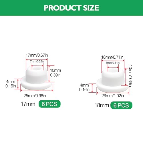 EASYEAH 2 Sizes 17/18 mm T-Shaped Silicone Plugs 11/16 inch Soft Flexible Rubber Stopper in Tube End Cap Cover Waterproof Sealing Hole Plugs for Bottles Pipes, White, 12 Pcs - size: 17-18mm(0.67-0.71")