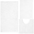 White Bathroom Rugs Chenille 3-Piece Extra Soft and Absorbent Shag White Bath Mat, Machine Wash Mat, Strong PVC Non-Slip Underside, Plush Carpet Mats - color: White, size: 2'8" x 1'8" (16x24"+20x32"+20x20"U shape）