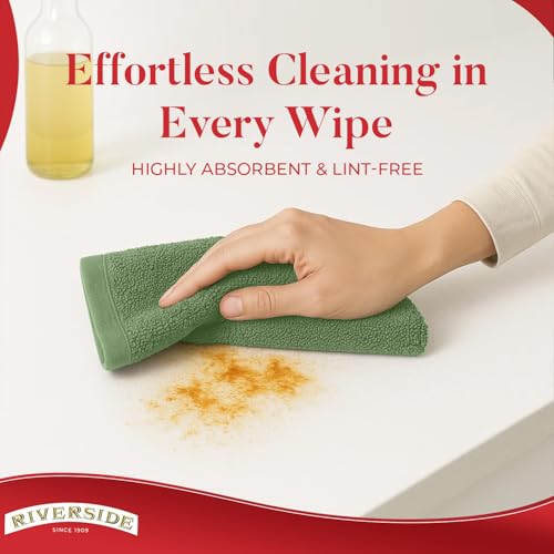 RIVERSIDE Bar Mop Towels Pack of 12, 16x19 Inches, 100% Ring Spun Cotton Terry Cloth Kitchen Towel, Highly Absorbent & Reusable Multipurpose Cleaning Rags for Bathroom, Hotel, Restaurant, Sage Green - color: Sage Green, size: Bar Mop (PK 12)
