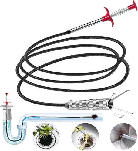 78 Inch Drain Snake Clog Remover, Flexible Grabber Tool with Strong 4-Claw, for Sink, Shower, Bathtub, Toilet & Kitchen - style: 78 IN