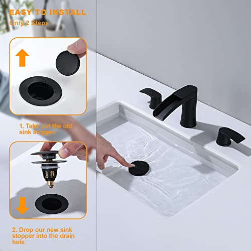 Universal Bathroom Sink Drain Stopper - 1.1~1.5" Pop Up Drain Stopper, Anti-Clogging Bounce Basin Filter with Hair Catcher, Stainless Steel Sink Drain Strainer (Matte Black) - color: Matte Black, style: Large Lid
