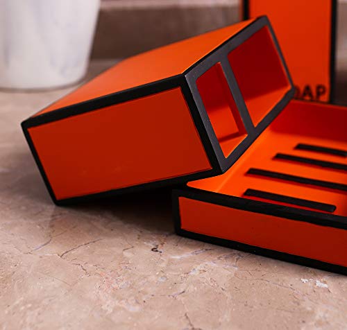 Hymmah Bathroom Accessories Set,Toothbrush Holder,Farmhouse Bathroom Decor,4 Pcs Resin Gift Set Apartment Necessities, Contain Toothbrush Cup,Soap Dispenser,Soap Dish,Tumbler Orange - color: Simple Orange