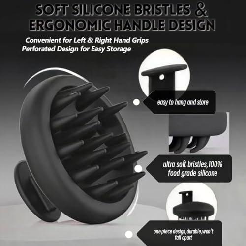 Beard Scrubber Brush Kit for Men, Silicone Beard Brush & Scalp Massager, Beard Exfoliator for Beardruff, Beard Shampoo Brush with Dual-Sided Comb and Mustache Scissors, 3 Piece Grooming Set