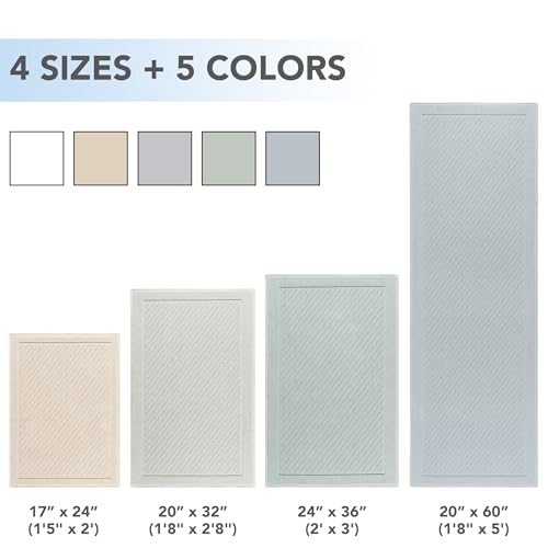 Arkwright 100% Cotton Bathroom Rug - High Absorbent Stylish Textured Woven Design Bath Mat, Slip Resistant Backing for Shower and Bathtub Floor, 20x32 in - Grey - color: Oyster Mushroom Grey, size: 20" x 32" (Rectangular)