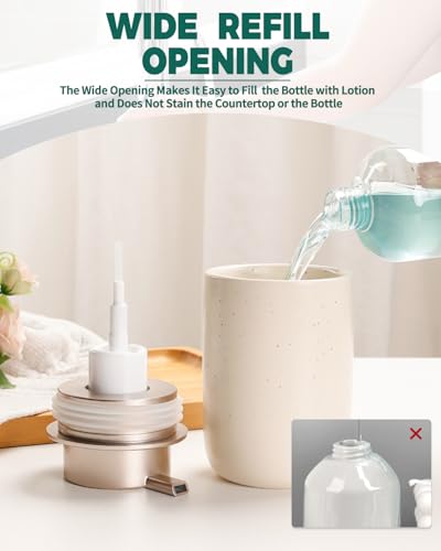 BosilunLife Foam Soap Dispenser - Ceramic Foaming Hand Dispenser for Bathroom Modern Farmhouse Small Soap Dispenser Lotion Hand Pump Dispenser for Kitchen Sink (Apricot, Foam Pump) - color: Apricot-foam Pump