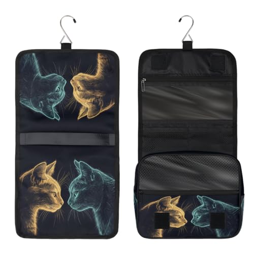 Travel Hanging Toiletry Bag for Women Girl Kinds Of Golden Emerald Blue Cat Cosmetic Bag Waterproof Makeup Organizer for Accessories, Shampoo, Full Sized Container, Toiletries for Bathroom Shower - color: E 10