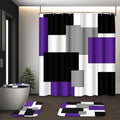 Purple Geometric Shower Curtain Set with Toilet Lid Cover and Non-Slip Rugs for Bathroom, Grey Black White Checkered 4 Pcs Shower Curtain, Abstract Modern Bathroom Set with 12 Hooks - color: Abstract Geometric Purple