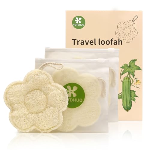 Travel Size Egyptian Loofah, Natural Body & Face Exfoliating Sponge, Quick Dry, Lightweight, Rich Lather,Rough Bath Sponge Set (3 Pack) - color: 3pack