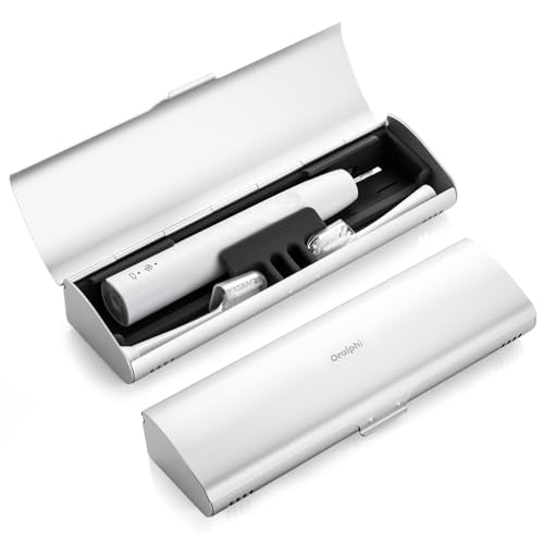 Aluminum Electric Toothbrush Travel Case, 2 in 1 Travel Toothbrush Holder for Oral B/Oral-B Pro 1000 1500 5000 and Most Electric Toothbrush for Traveling, Removable Silicone Liner-Silver - color: Silver