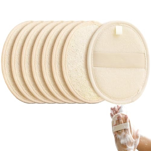 Loofah Sponge Pads & Body Sponges Scrubber, Natural Loofah Exfoliating Body Scrubber for Men and Women, Luffa Sponge to Clean & Relax Your Body Deeply (8 Pack) - style: Pack of 8