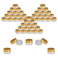 Houseables Sample Containers, Sample Jars, Lip Balm Containers, Mini Jars with Lids, Small, Empty, Makeup, Powder, Gloss, Cosmetic, Tiny, Dab, Wax, Scrub, Little, Travel, Plastic, Gold, 3 Gram, 50 PK - color: Gold, size: 50 Pack