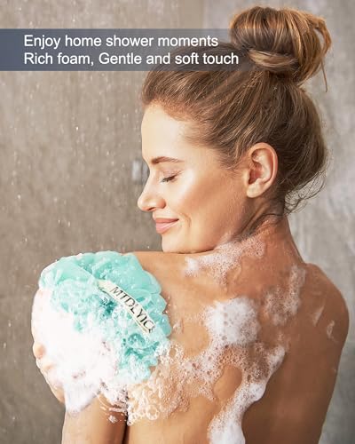 MTDLYICE Loofah Sponge, XXL Large Loofah 100g 4 Pack, Bath Sponge Soft Mesh Shower Loofah for Men, Body Scrub, Shower Pouf Bath Accessories, for Body Wash, Soap (Blue) - style: Blue Green