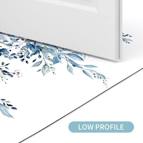 Gibelle Eucalyptus Leaves Bath Mat Rug Set 2 Piece, Super Absorbent Quick Dry Bathroom Rug Set, Non Slip Rubber Backed Bathroom Floor Mat for Tub Shower Sink (17"x24"+17"x24", Blue) - color: A003, size: 17" x 24" (2pcs)