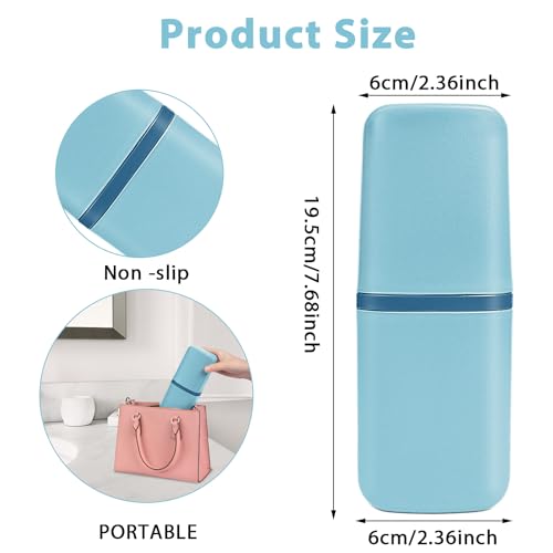 COMNICO Travel Toothbrush Cup Case Portable PP Seal Tooth Brush Holders Cover Multi-Function Toothpaste Storage Container Cup for Home School Camping Business Trip Bathroom (Blue) - color: Blue
