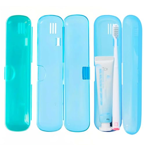 2 Pack Toothbrush Travel Case, Breathable Toothbrush Travel Holders, Tongue Scraper Case, Compact Portable Toothbrush Holder for Travel, Vacation, Camping, Gym, Business Trips, Office, Cruise - color: Light color