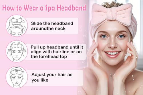 3 Pieces Face Wash Headband and Wristband Set, Makeup Skincare Headbands Spa Headband Towel for Women Skin Care Bath Wrist Bands for Washing Face (White) - color: White