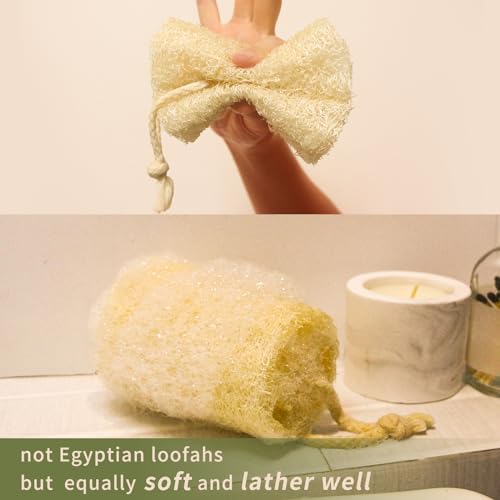 Natural loofah Sponges Exfoliating Body Scrubber(6" Family 6Pack),Real Luffa Unveil Your Skin's Natural Beauty - color: 6pack6"