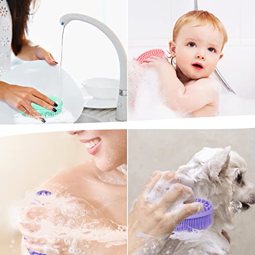 Silicone Body Scrubber Loofah - Set of 3 Soft Exfoliating Body Bath Shower Scrubber Loofah Brush for Sensitive Kids Women Men All Kinds of Skin(Purple/Green/Pink) - size: Colors: Purple, Green, Pink
