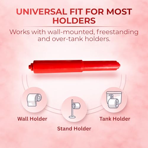 Red Toilet Paper Holder Spring Rod | Toilet Paper Roller Replacement | Standard & 7 Inch Size Toilet Paper Holder Replacement Rod | Roll Extender fits Extra Large Bathroom Tissue Rolls - color: Red