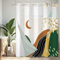 No Hook Shower Curtain Mid Century Boho with Snap in Liner, Hotel Grade Abstract Modern Shower Curtains Set for Bathroom, Spa Like Bath Curtain, Yellow, 71" W x 86" L - color: 01 Mid Century - Yellow, size: 71"W x 86"L (Pack of 1)