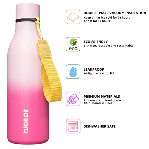 BJPKPK Insulated Water Bottles, 18 oz Stainless Steel Metal Water Bottle with Strap, BPA Free Leak Proof Jugs, Mugs, Flasks, Reusable Thermal Flasks for Sports & Travel, Cherry - color: Cherry, size: 18 Ounces, style: 18oz