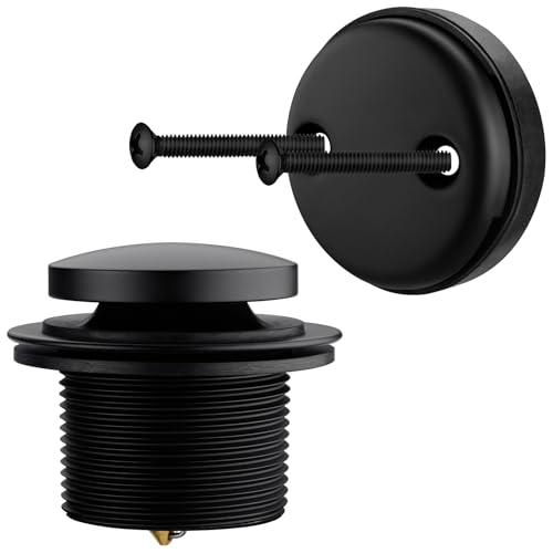 Brass Tip-Toe Tub Drain Kit with Basket Strainer and Two Hole Overflow Faceplate, Matte Black - color: Black, style: 2-hole