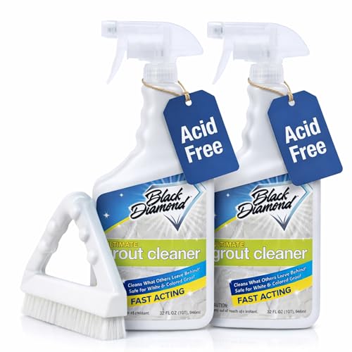 Ultimate Grout Cleaner for Tile Floors — Acid-Free Deep Cleaner Removes Grease, Dirt & Soap Scum Without Damaging Grout — Safe for Marble and All Natural Stone (2-QTS W Brush) - size: 32 Fl Oz (Pack of 2)